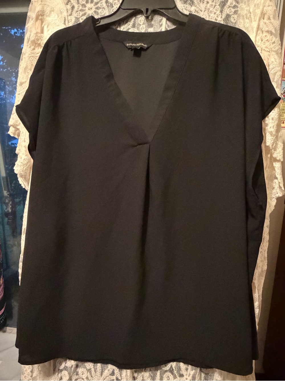 Banana Republic Black V-Neck Short Sleeve Top